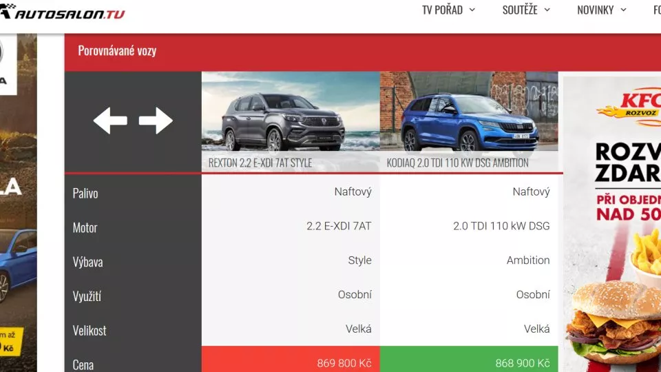 Porovnání Rexton vs. Kodiaq