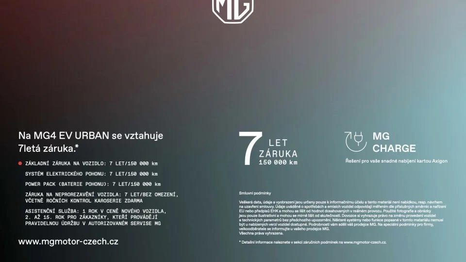 Záruka MG 4 EV Urban