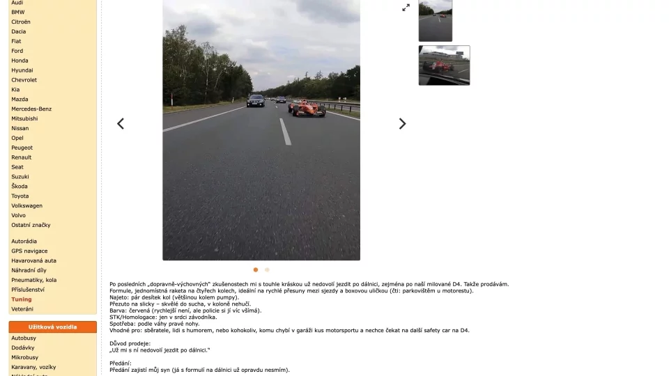 Inzerát na formuli z dálnice D4