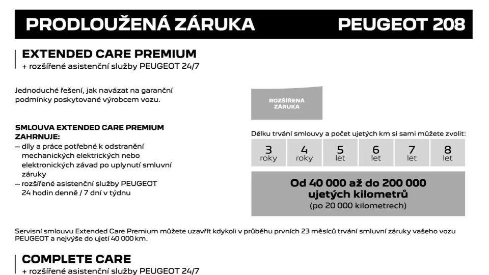 Záruka Peugeot 208