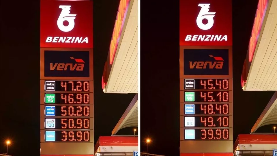 Pokles ceny na čerpací stanici Benzina