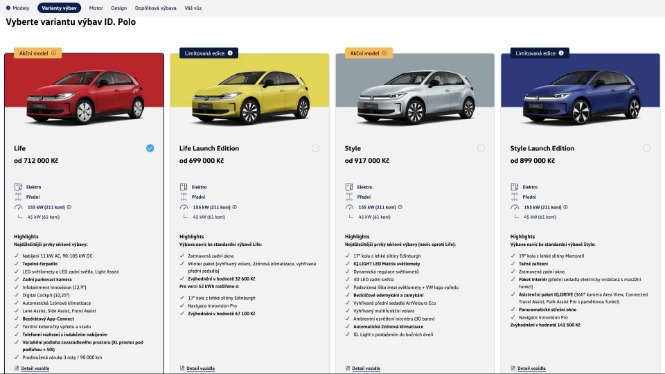 Volkswagen ID. Polo v konfigurátoru