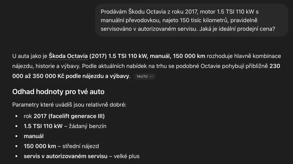 Škoda Octavia ChatGPT