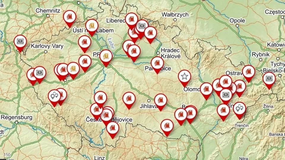 Mapa čerpacích stanic s nekvalitním palivem